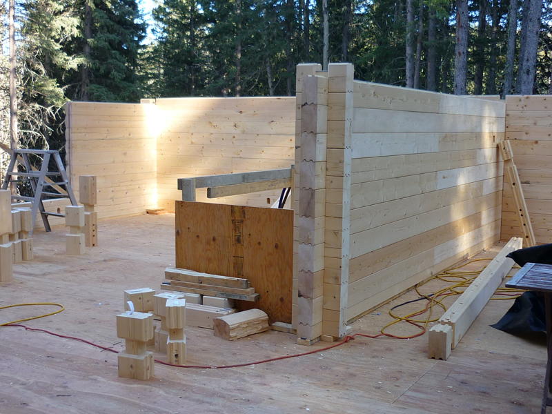 Calgary Log Home Project- Tamlin Homes-inside wall