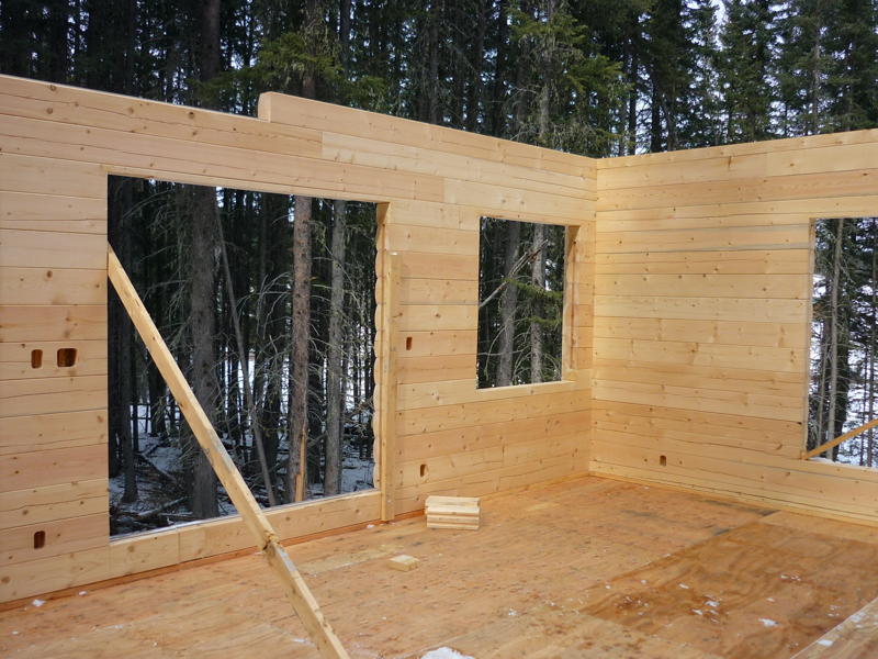 Calgary Log Home Project- Tamlin Homes- top plate for second floor